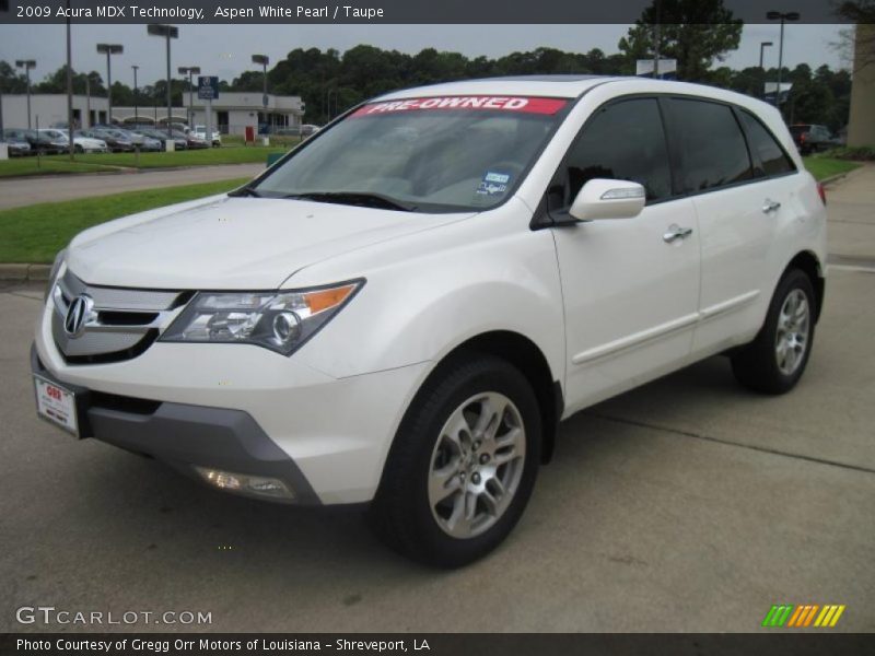 Aspen White Pearl / Taupe 2009 Acura MDX Technology