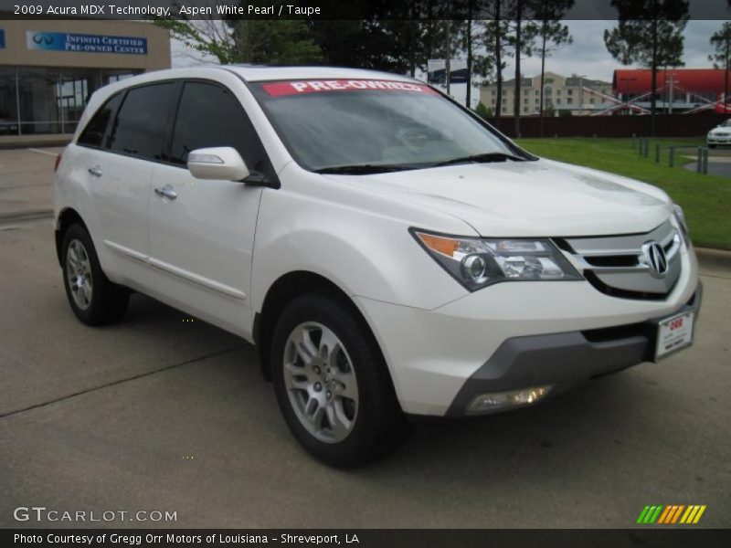 Aspen White Pearl / Taupe 2009 Acura MDX Technology