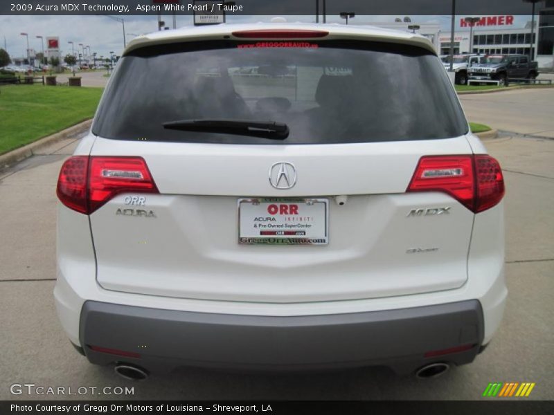 Aspen White Pearl / Taupe 2009 Acura MDX Technology