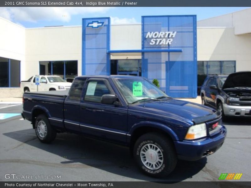 Indigo Blue Metallic / Pewter 2001 GMC Sonoma SLS Extended Cab 4x4