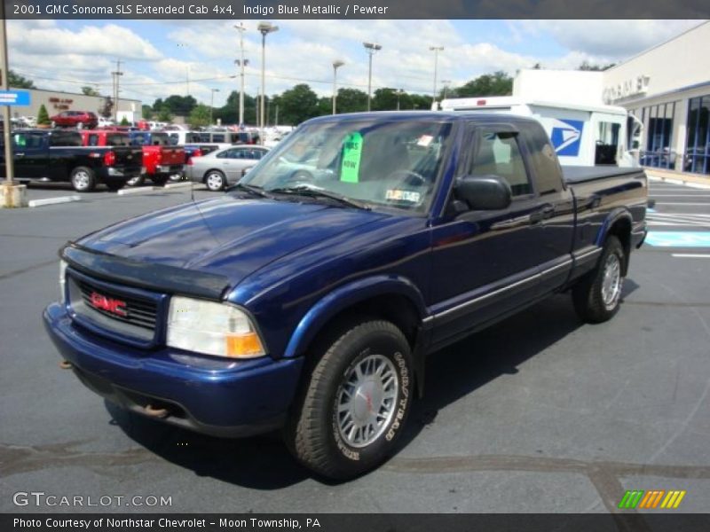 Indigo Blue Metallic / Pewter 2001 GMC Sonoma SLS Extended Cab 4x4