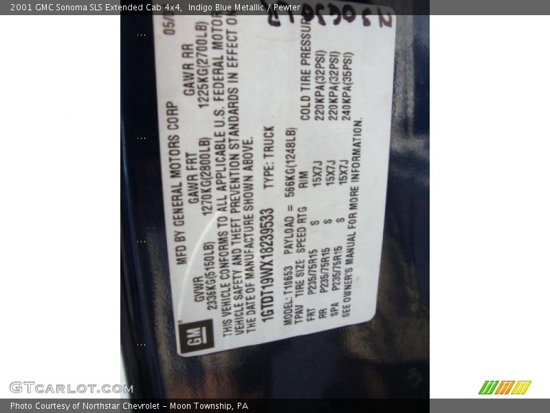 Indigo Blue Metallic / Pewter 2001 GMC Sonoma SLS Extended Cab 4x4
