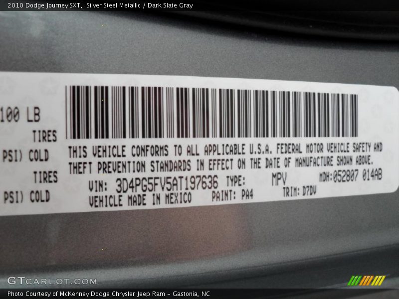 Silver Steel Metallic / Dark Slate Gray 2010 Dodge Journey SXT