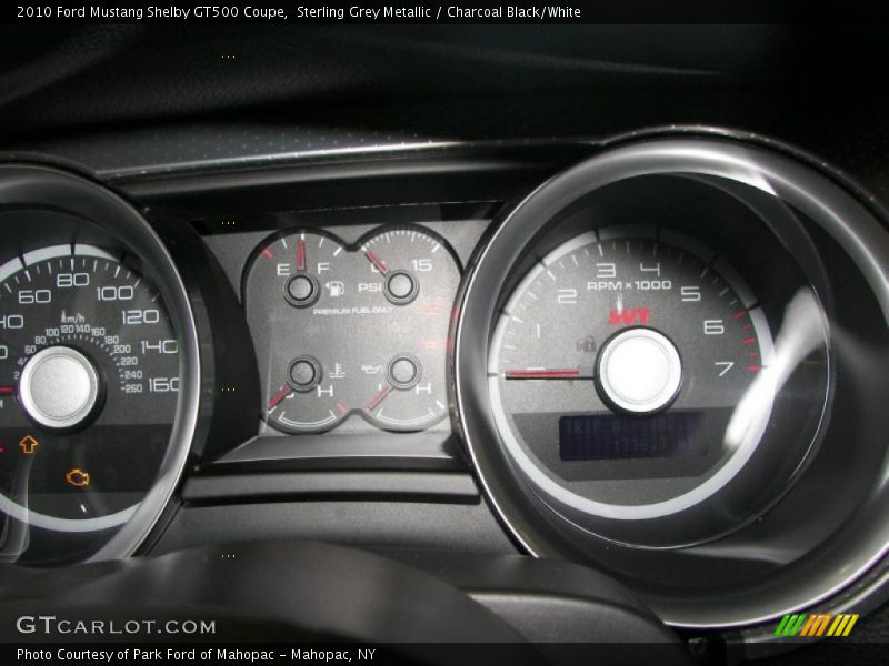 Sterling Grey Metallic / Charcoal Black/White 2010 Ford Mustang Shelby GT500 Coupe