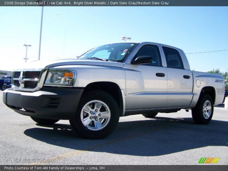 Bright Silver Metallic / Dark Slate Gray/Medium Slate Gray 2008 Dodge Dakota SXT Crew Cab 4x4
