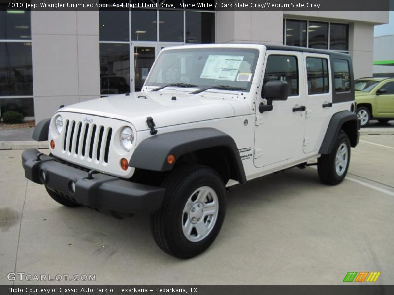 Stone White / Dark Slate Gray/Medium Slate Gray 2010 Jeep Wrangler Unlimited Sport 4x4 Right Hand Drive