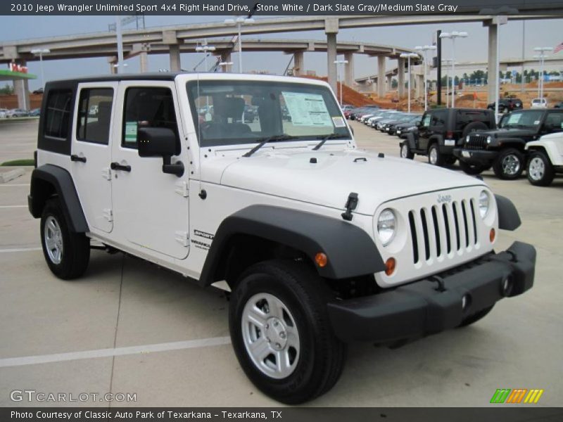 Stone White / Dark Slate Gray/Medium Slate Gray 2010 Jeep Wrangler Unlimited Sport 4x4 Right Hand Drive