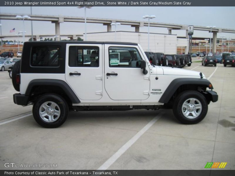 Stone White / Dark Slate Gray/Medium Slate Gray 2010 Jeep Wrangler Unlimited Sport 4x4 Right Hand Drive