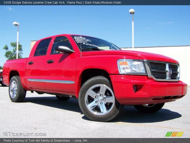 Flame Red / Dark Khaki/Medium Khaki 2008 Dodge Dakota Laramie Crew Cab 4x4