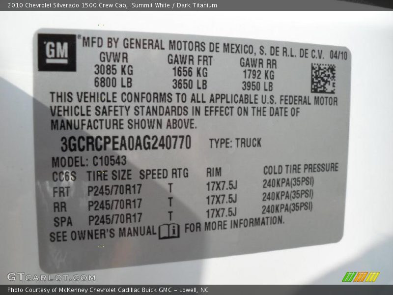 Summit White / Dark Titanium 2010 Chevrolet Silverado 1500 Crew Cab
