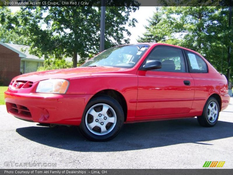 Chili Red / Gray 2000 Hyundai Accent GS Coupe
