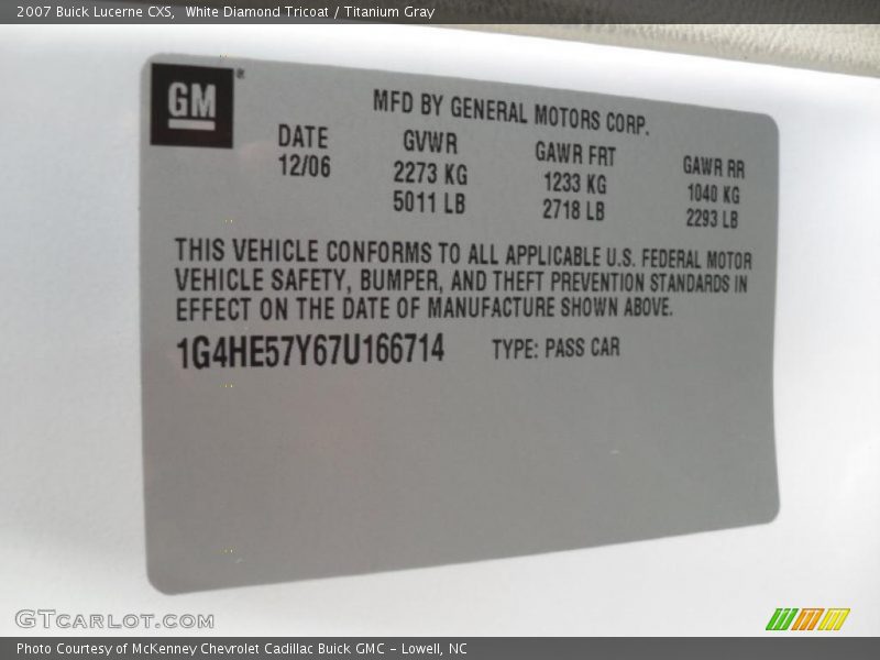 White Diamond Tricoat / Titanium Gray 2007 Buick Lucerne CXS