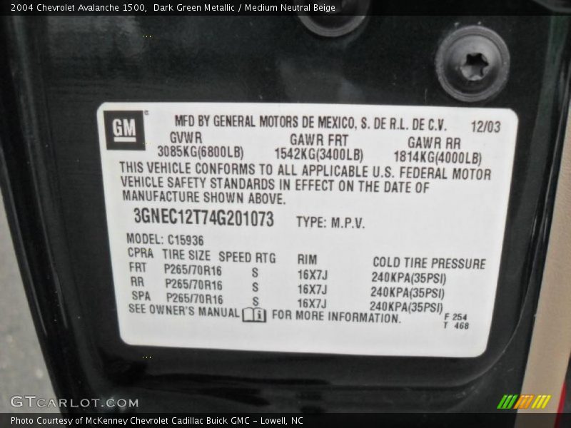 Dark Green Metallic / Medium Neutral Beige 2004 Chevrolet Avalanche 1500