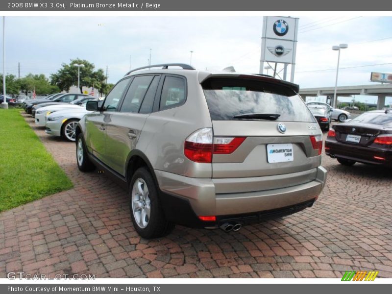 Platinum Bronze Metallic / Beige 2008 BMW X3 3.0si