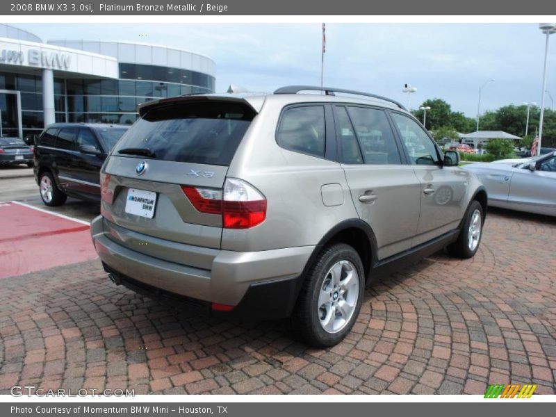 Platinum Bronze Metallic / Beige 2008 BMW X3 3.0si