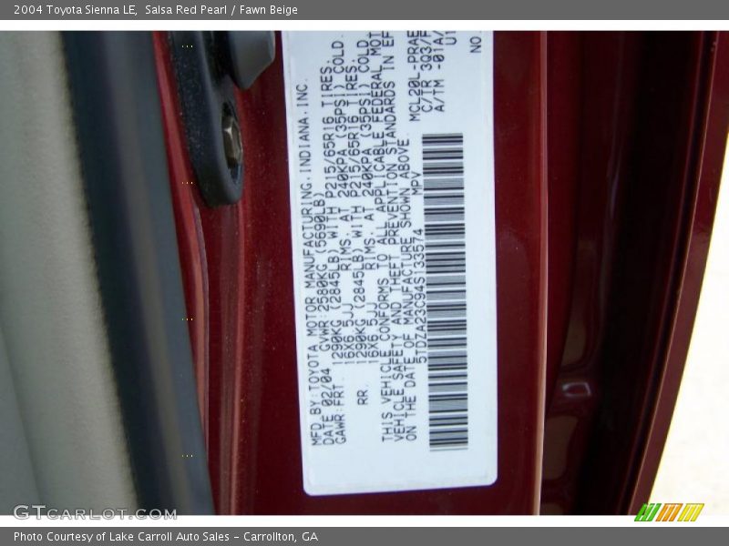 Salsa Red Pearl / Fawn Beige 2004 Toyota Sienna LE