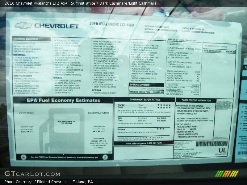 Summit White / Dark Cashmere/Light Cashmere 2010 Chevrolet Avalanche LTZ 4x4