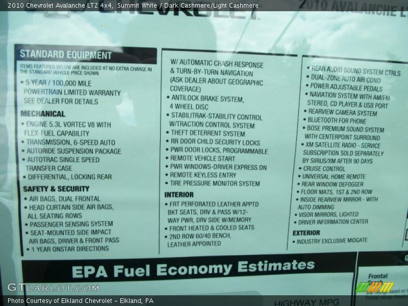 Summit White / Dark Cashmere/Light Cashmere 2010 Chevrolet Avalanche LTZ 4x4