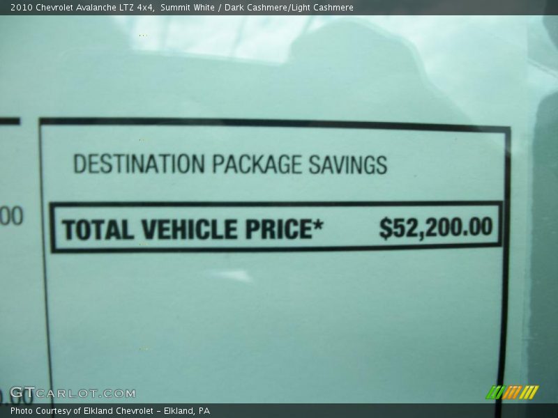 Summit White / Dark Cashmere/Light Cashmere 2010 Chevrolet Avalanche LTZ 4x4