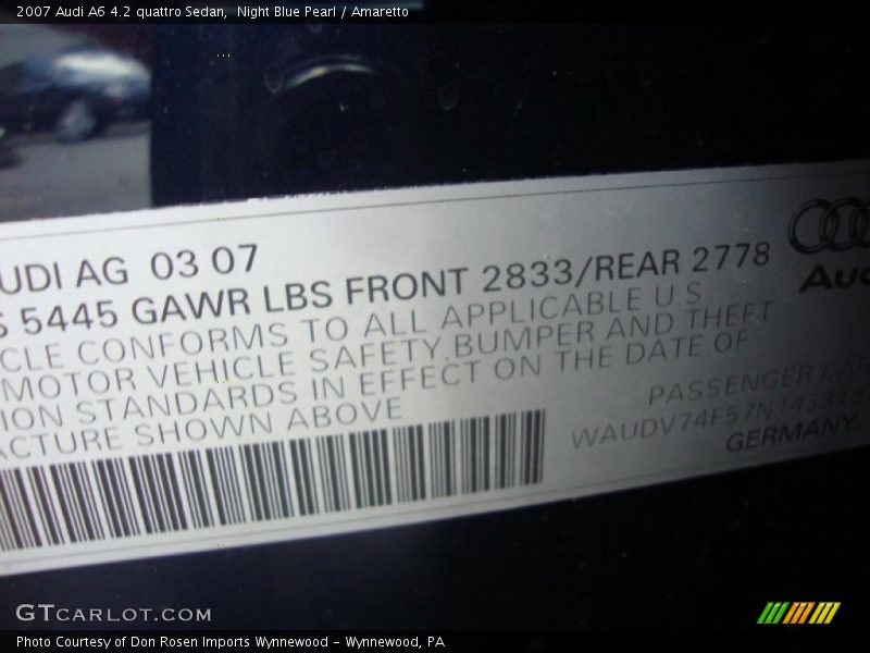Night Blue Pearl / Amaretto 2007 Audi A6 4.2 quattro Sedan