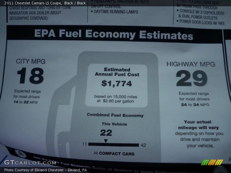 Black / Black 2011 Chevrolet Camaro LS Coupe