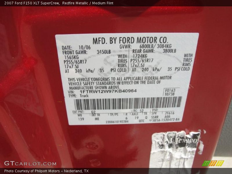 Redfire Metallic / Medium Flint 2007 Ford F150 XLT SuperCrew