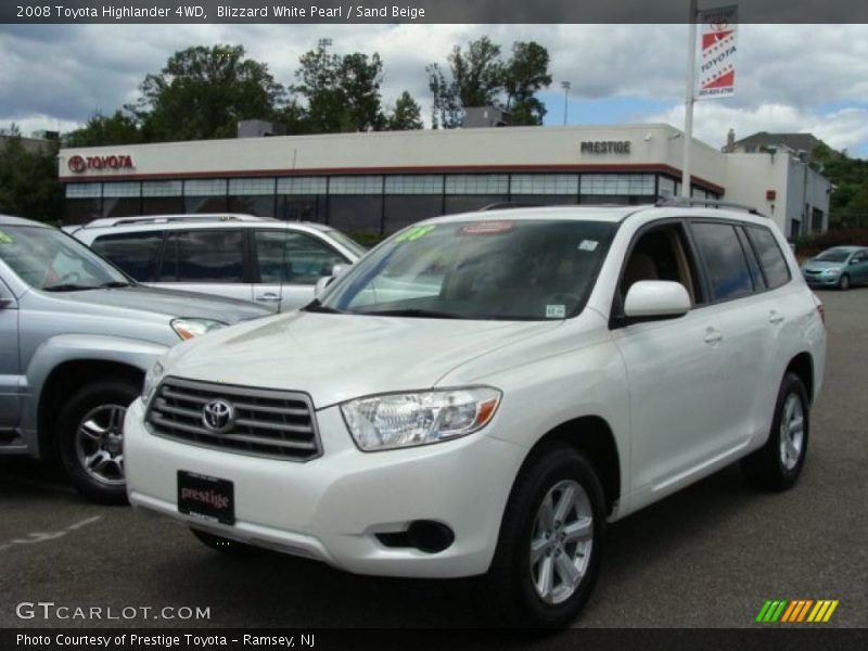 Blizzard White Pearl / Sand Beige 2008 Toyota Highlander 4WD