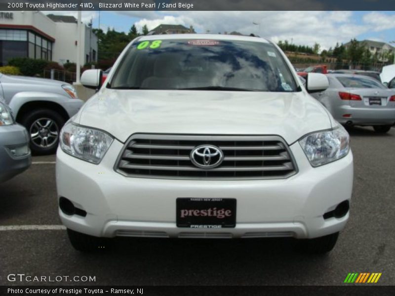 Blizzard White Pearl / Sand Beige 2008 Toyota Highlander 4WD