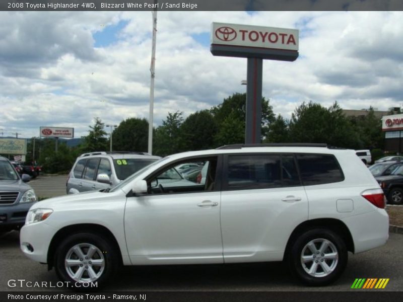 Blizzard White Pearl / Sand Beige 2008 Toyota Highlander 4WD