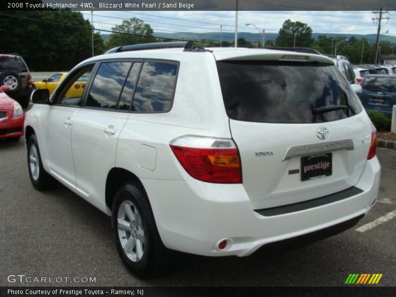 Blizzard White Pearl / Sand Beige 2008 Toyota Highlander 4WD