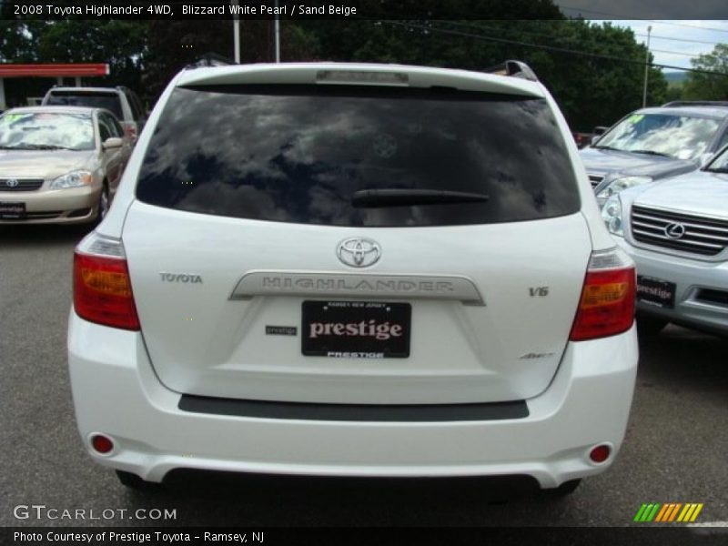 Blizzard White Pearl / Sand Beige 2008 Toyota Highlander 4WD