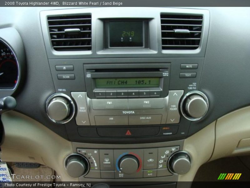 Blizzard White Pearl / Sand Beige 2008 Toyota Highlander 4WD