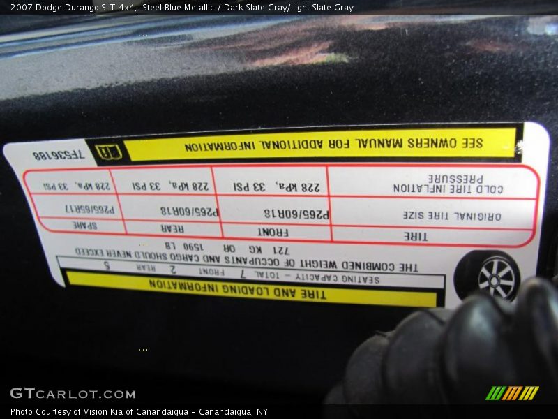 Steel Blue Metallic / Dark Slate Gray/Light Slate Gray 2007 Dodge Durango SLT 4x4