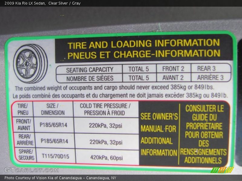Clear Silver / Gray 2009 Kia Rio LX Sedan
