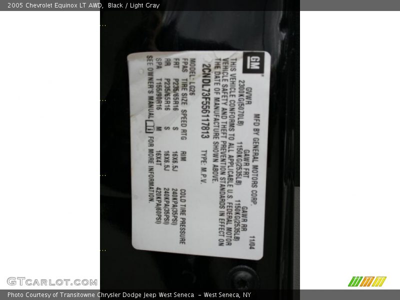 Black / Light Gray 2005 Chevrolet Equinox LT AWD