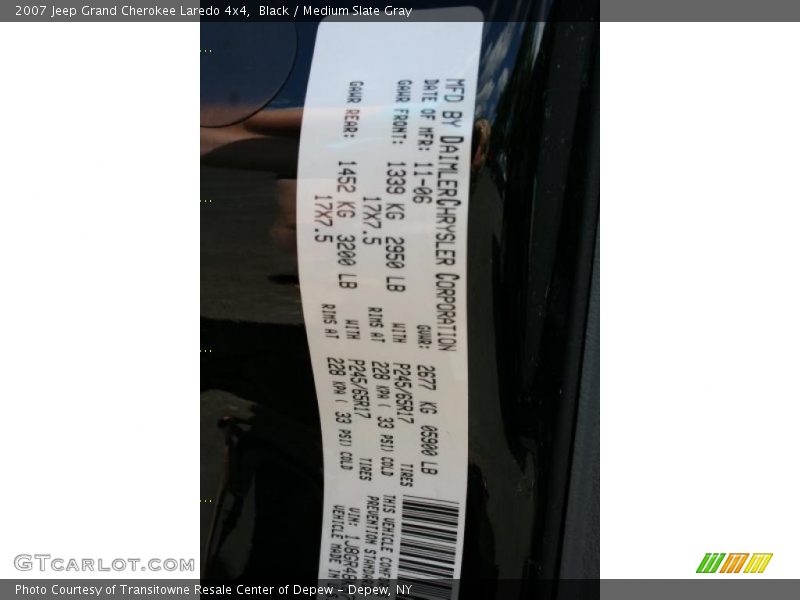 Black / Medium Slate Gray 2007 Jeep Grand Cherokee Laredo 4x4