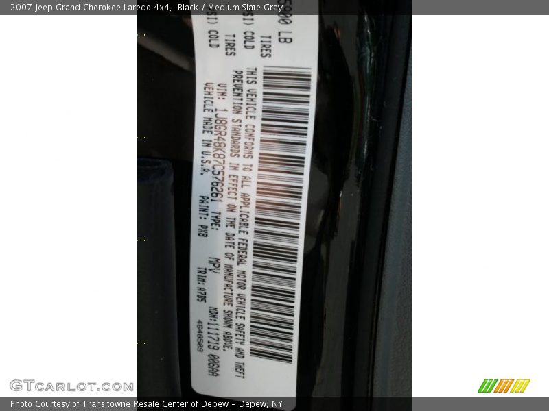 Black / Medium Slate Gray 2007 Jeep Grand Cherokee Laredo 4x4