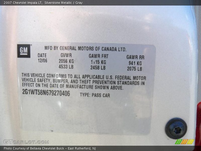 Silverstone Metallic / Gray 2007 Chevrolet Impala LT