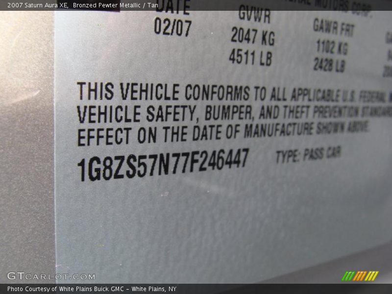 Bronzed Pewter Metallic / Tan 2007 Saturn Aura XE