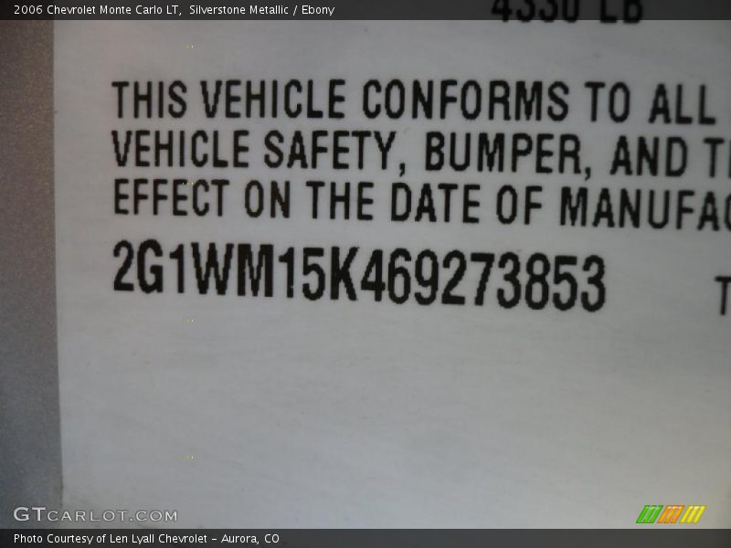 Silverstone Metallic / Ebony 2006 Chevrolet Monte Carlo LT
