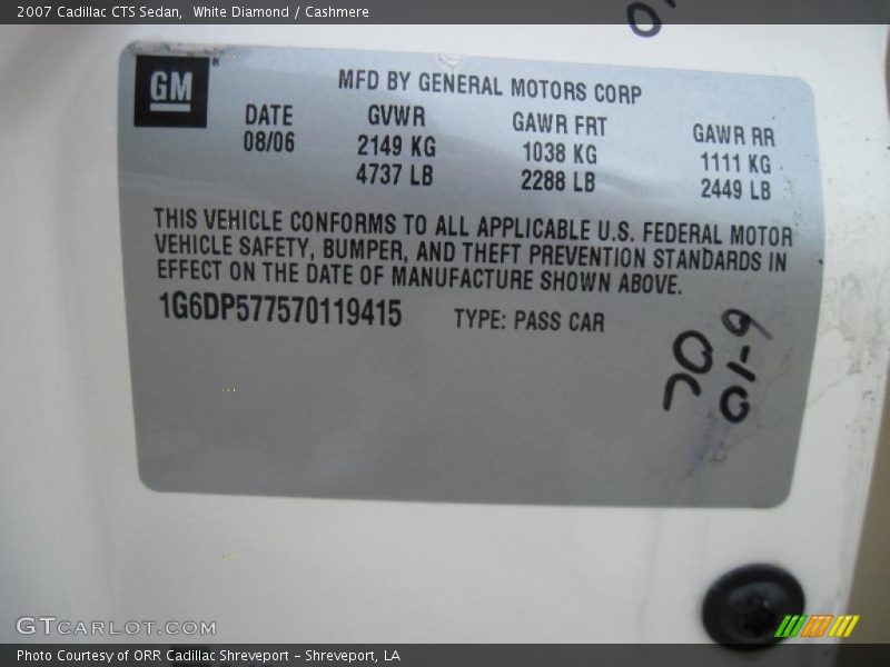 White Diamond / Cashmere 2007 Cadillac CTS Sedan