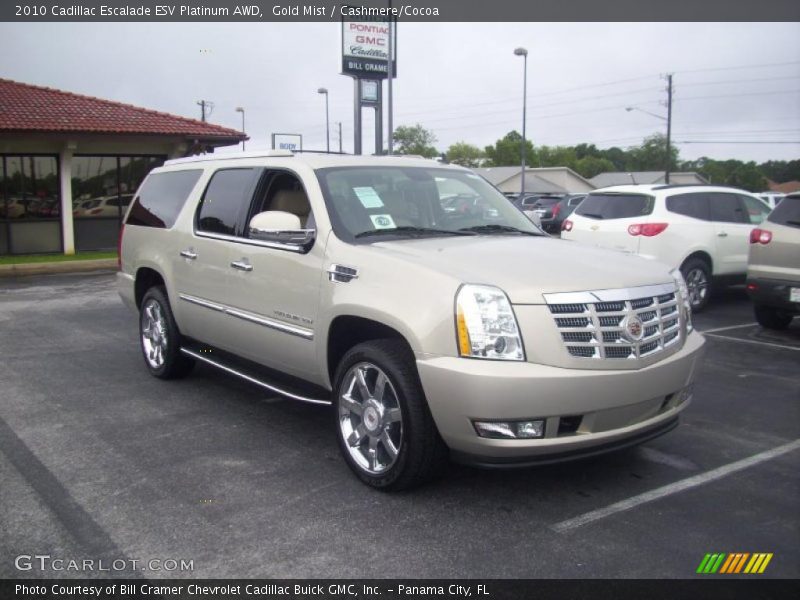 Gold Mist / Cashmere/Cocoa 2010 Cadillac Escalade ESV Platinum AWD