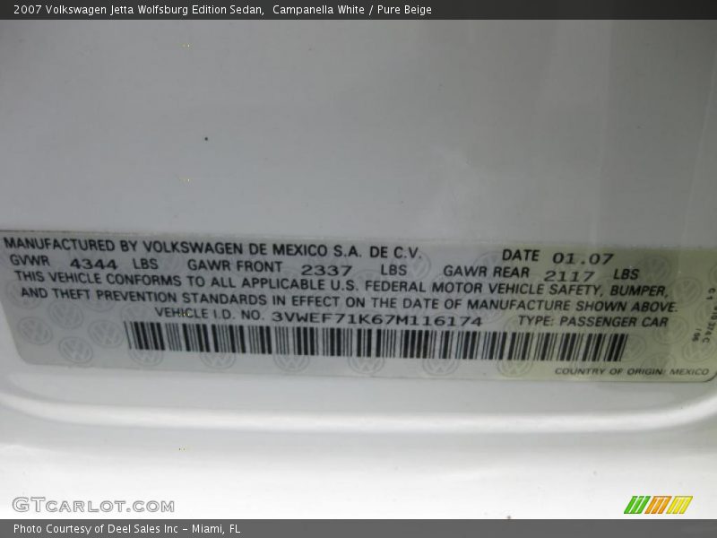Campanella White / Pure Beige 2007 Volkswagen Jetta Wolfsburg Edition Sedan