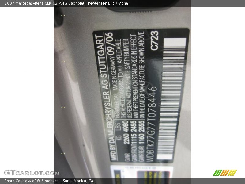 Pewter Metallic / Stone 2007 Mercedes-Benz CLK 63 AMG Cabriolet
