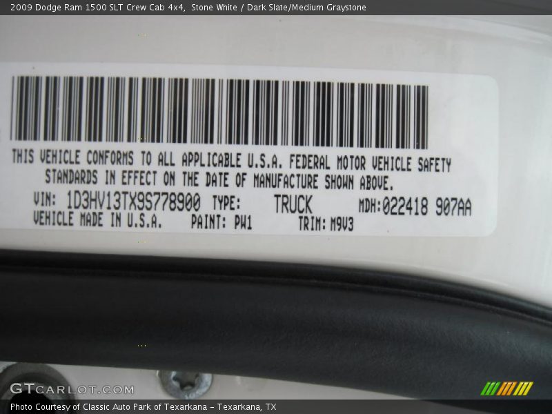 Stone White / Dark Slate/Medium Graystone 2009 Dodge Ram 1500 SLT Crew Cab 4x4