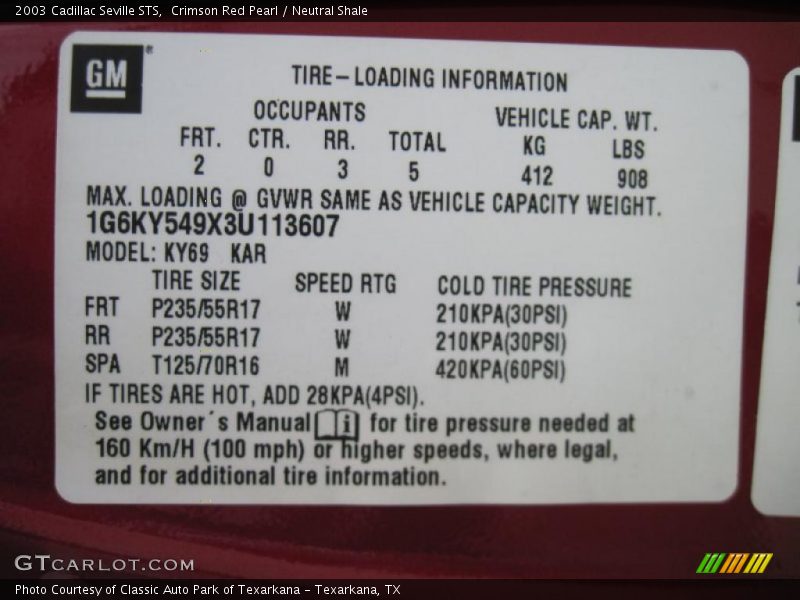 Crimson Red Pearl / Neutral Shale 2003 Cadillac Seville STS