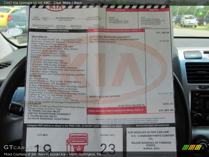 Clear White / Black 2007 Kia Sportage LX V6 4WD