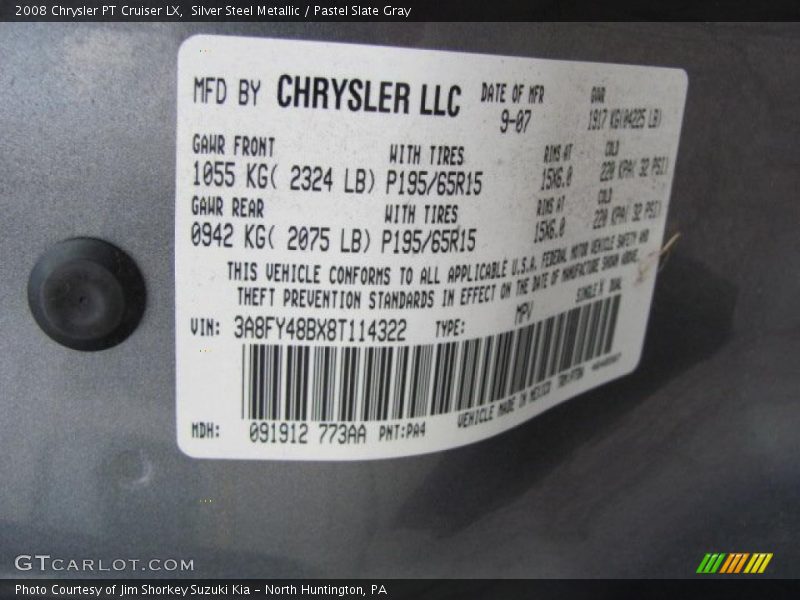 Silver Steel Metallic / Pastel Slate Gray 2008 Chrysler PT Cruiser LX