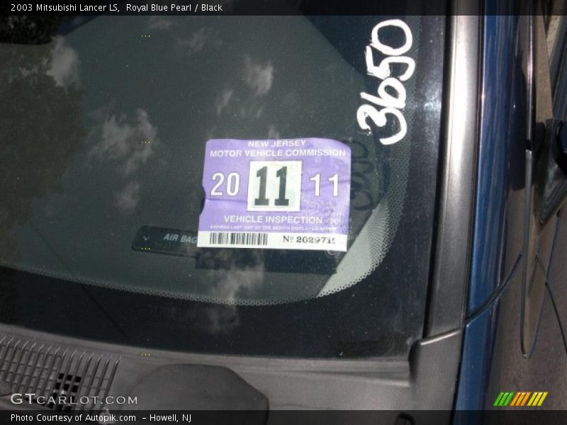 Royal Blue Pearl / Black 2003 Mitsubishi Lancer LS