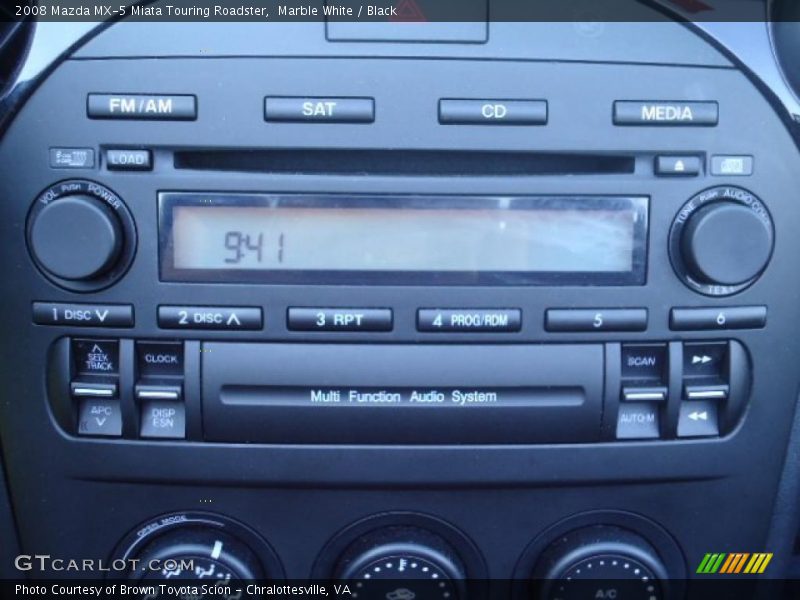 Marble White / Black 2008 Mazda MX-5 Miata Touring Roadster